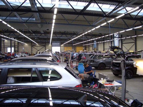 A factory of hail damaged cars in Europe